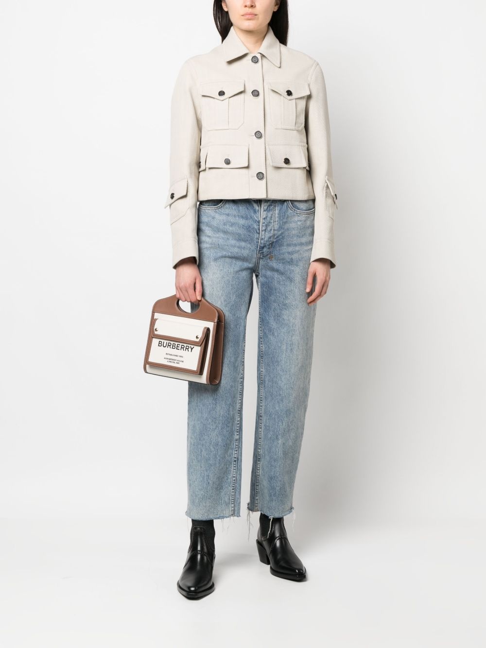 multi-pocket cropped jacket - 2