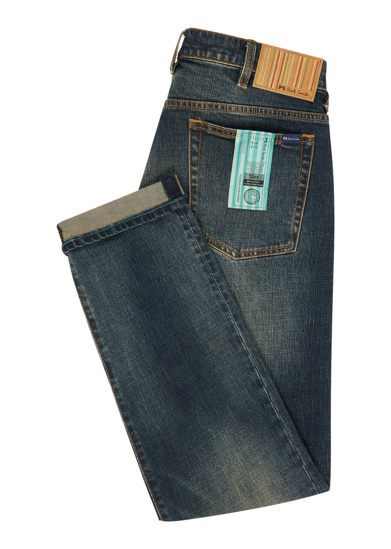 Paul Smith Tapered-Fit Vintage-Wash Crosshatch Stretch Jeans outlook