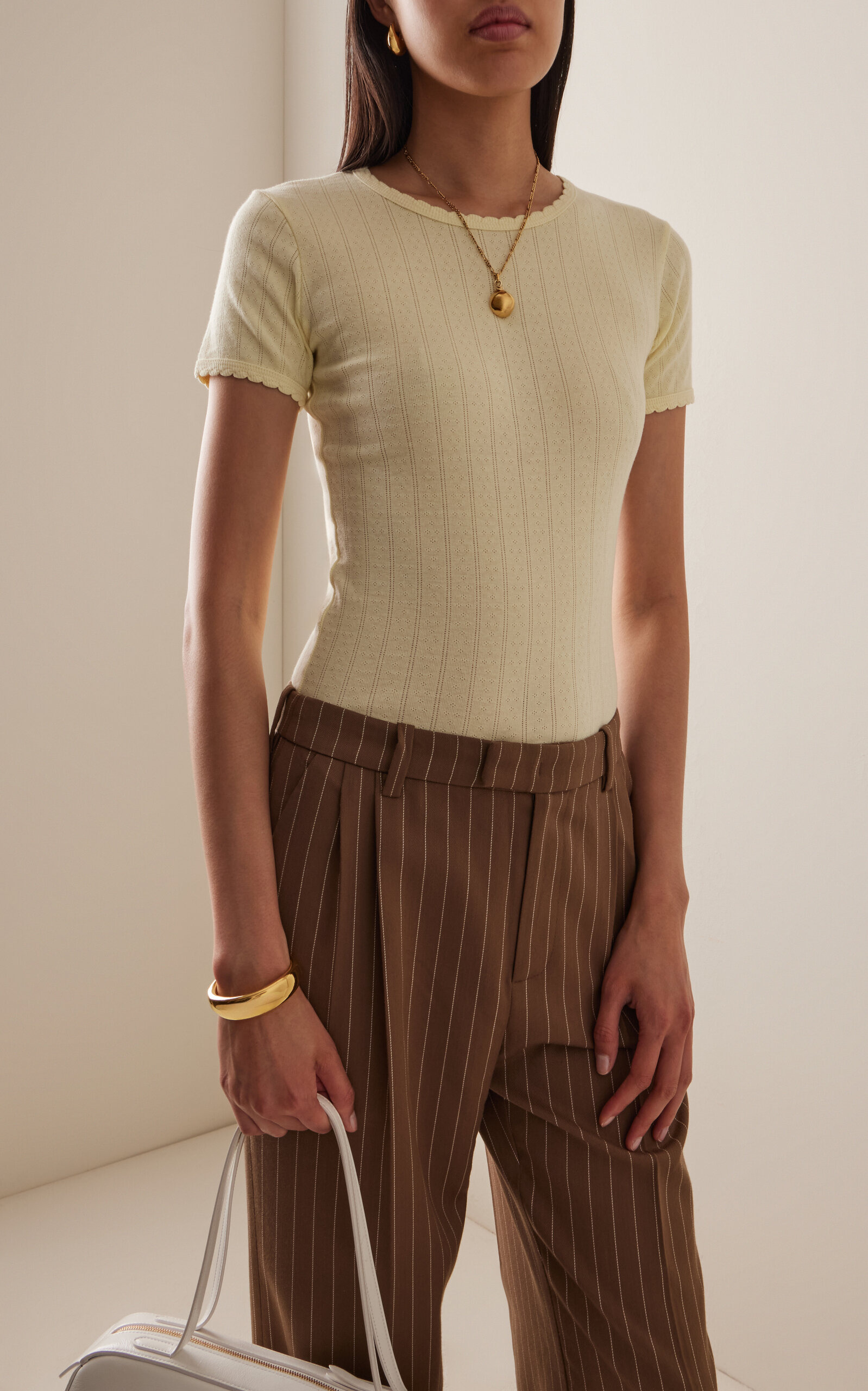 Pointelle-Knit Cotton T-Shirt yellow - 2