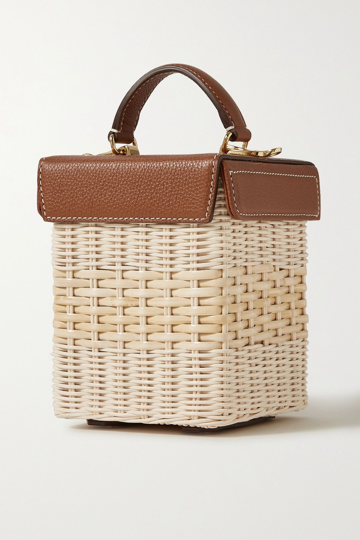 Grace Cube rattan and textured-leather tote - 3