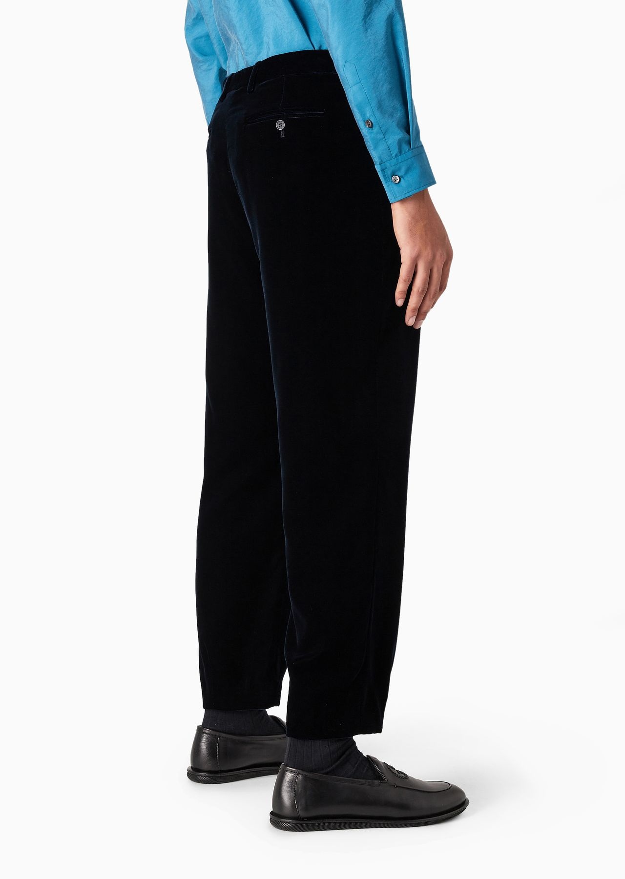 Single-pleat velvet trousers - 3
