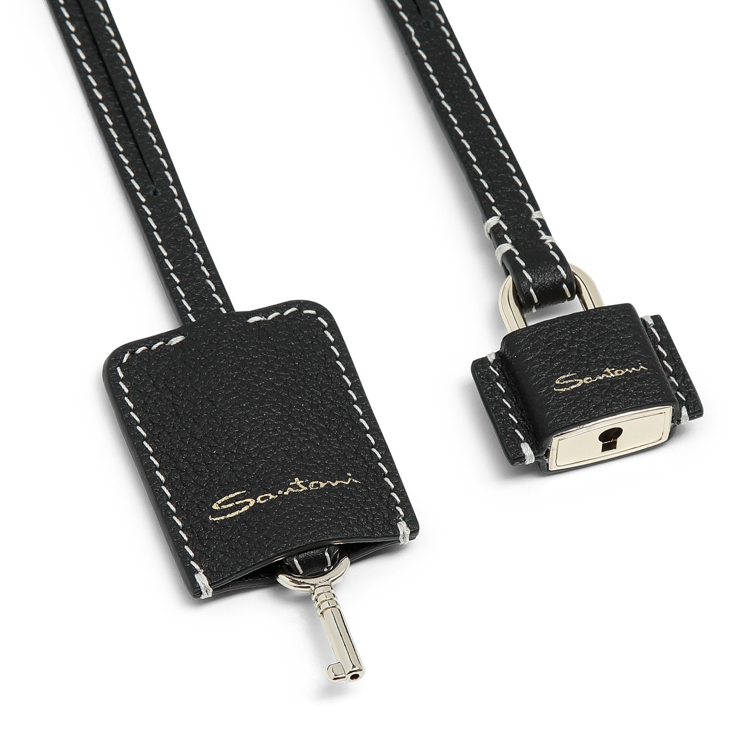 Black leather lock charm - 2