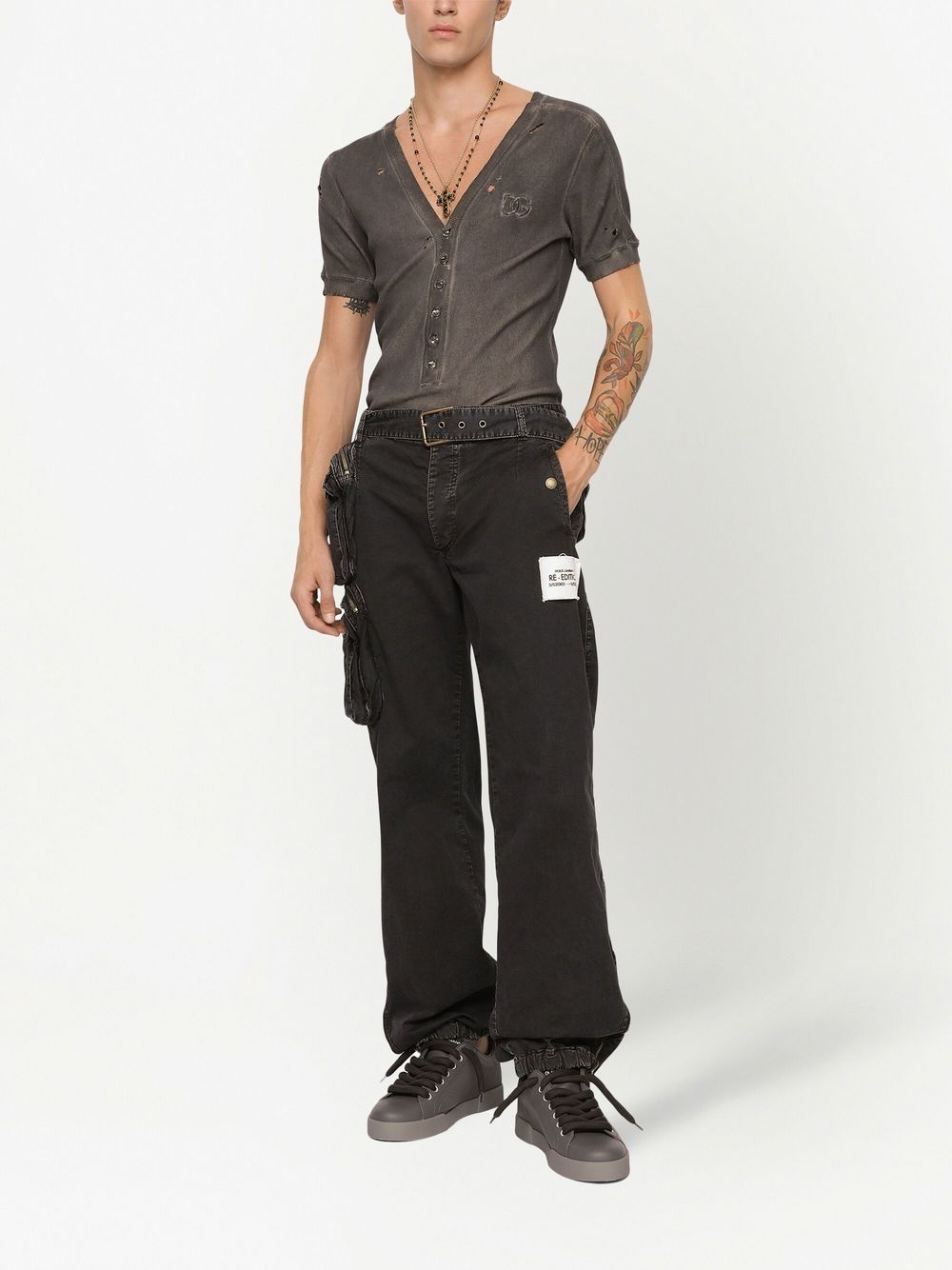 elasticated-ankles cargo pants - 3