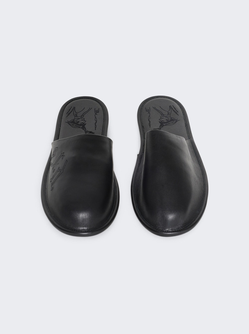 Leather Hotel Slipper Black 3
