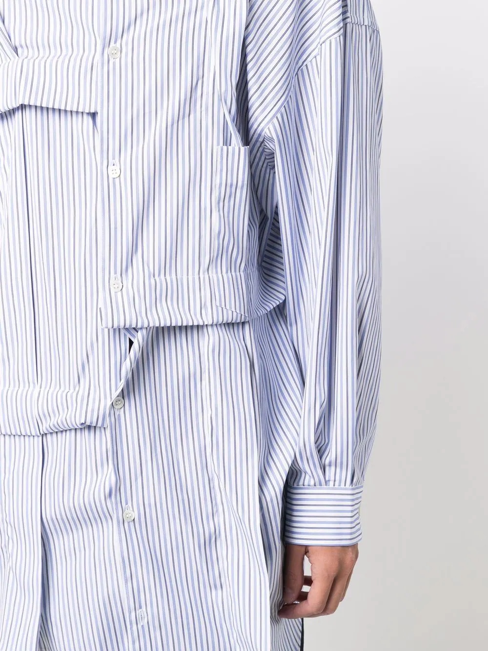 pinstripe-print asymmetric shirt - 5