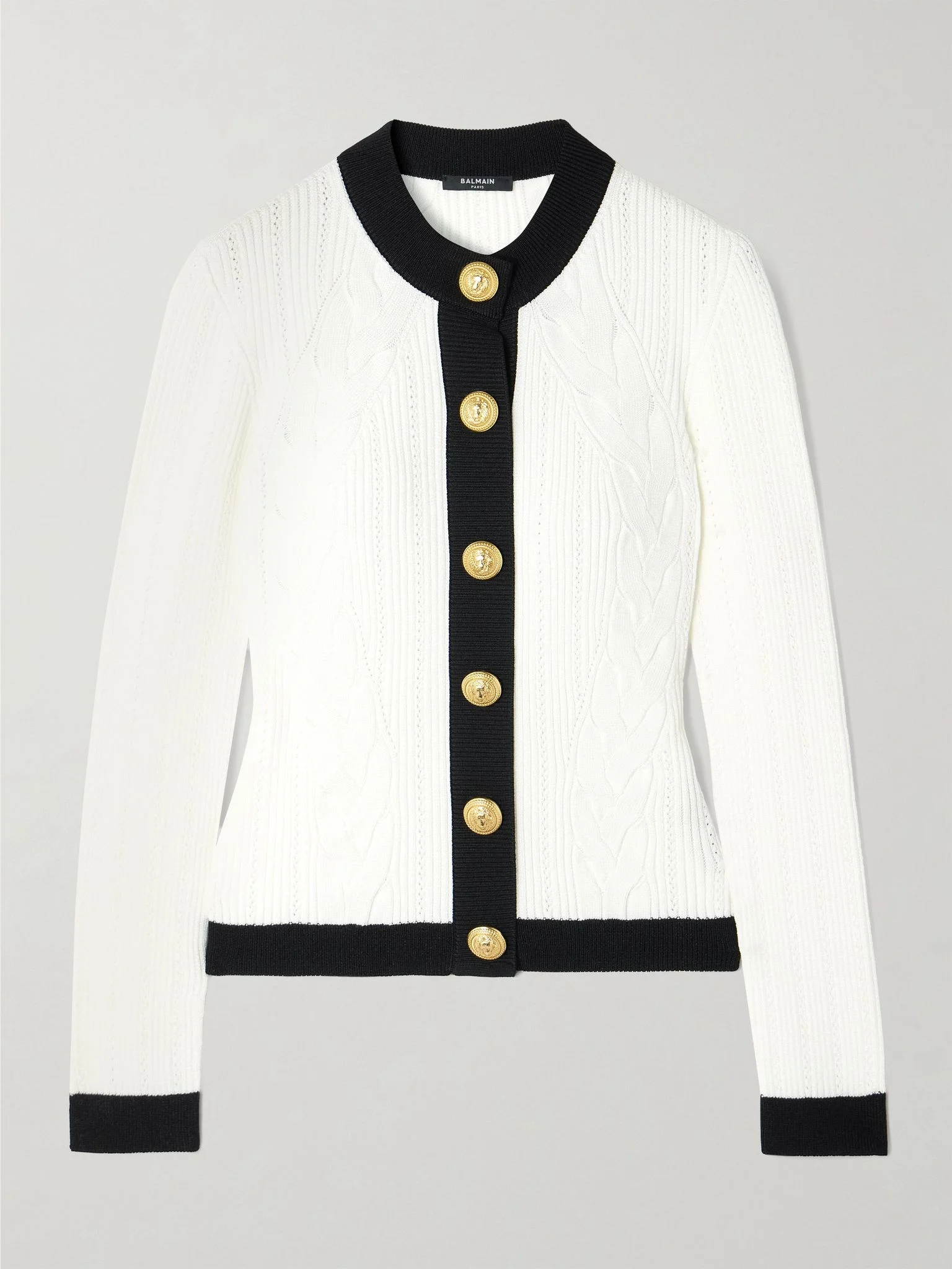 Two-tone knitted cardigan White - 1