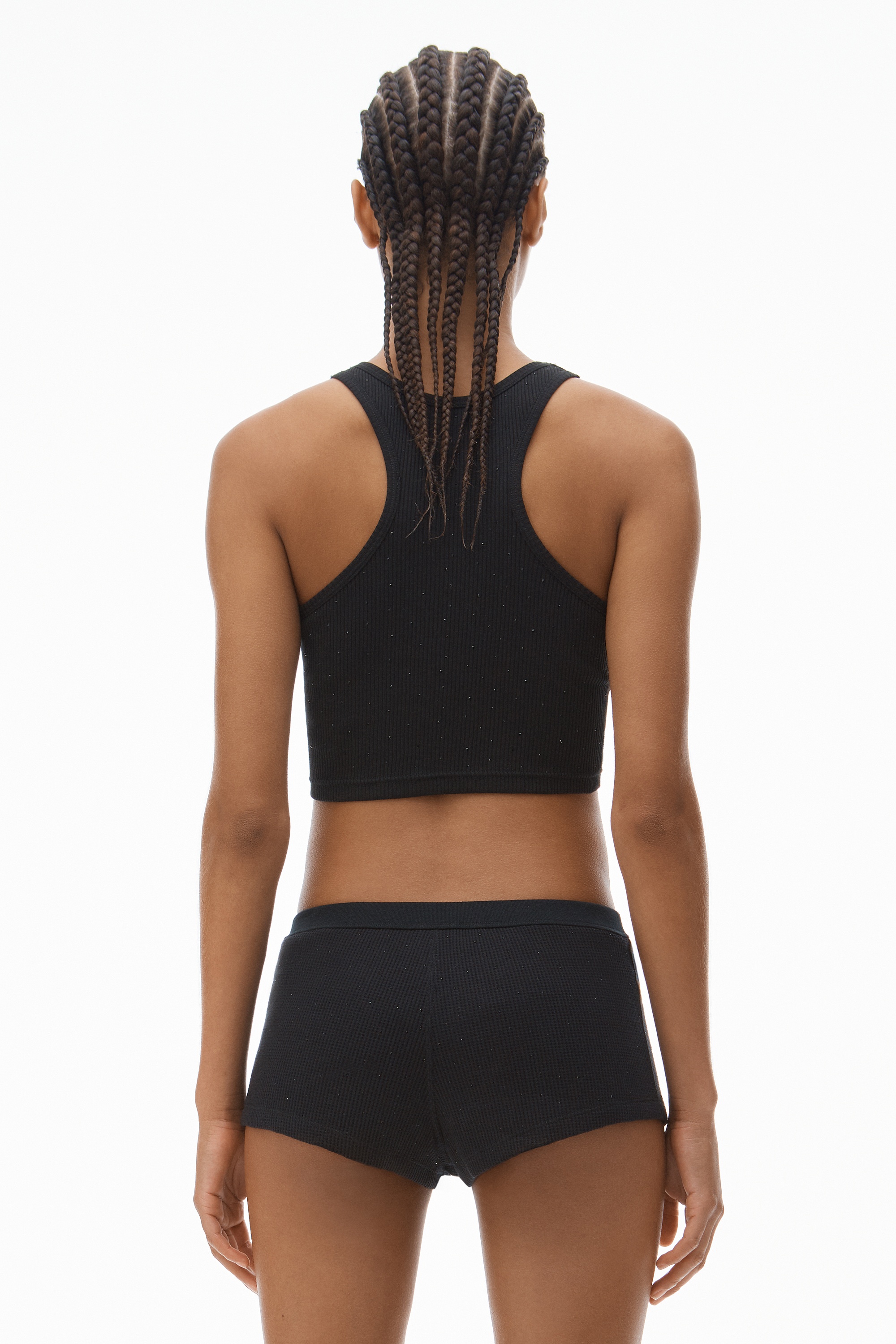 Crystal Hotfix Cropped Racer tank Tee - 4