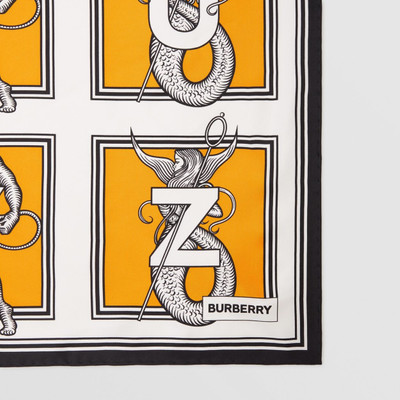 Burberry Mythical Alphabet Print Silk Square Scarf outlook