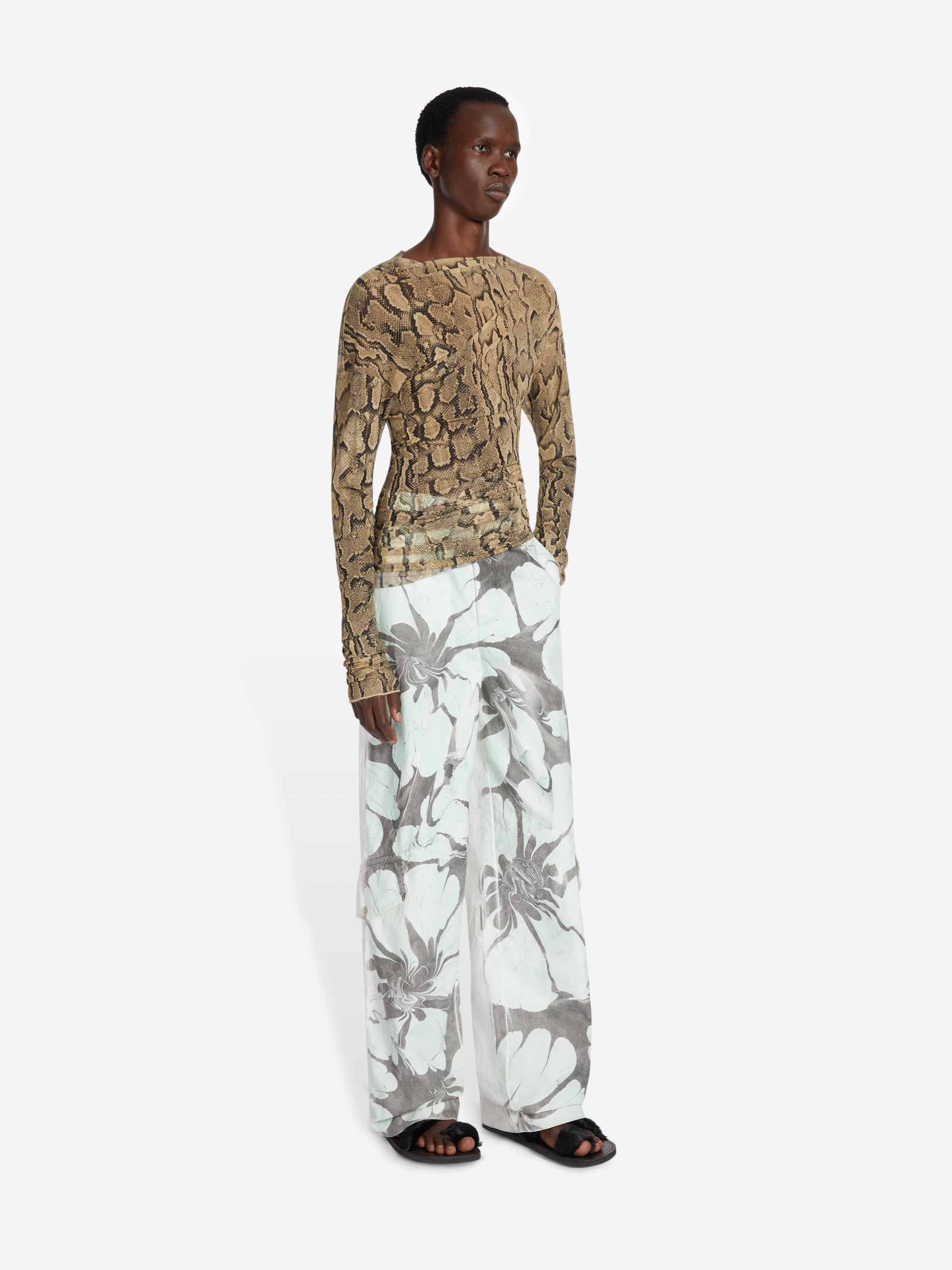SNAKE PRINT DRAPED TEE - 3