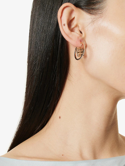 Givenchy Monogram-embellished brass and cubic zirconia earrings outlook