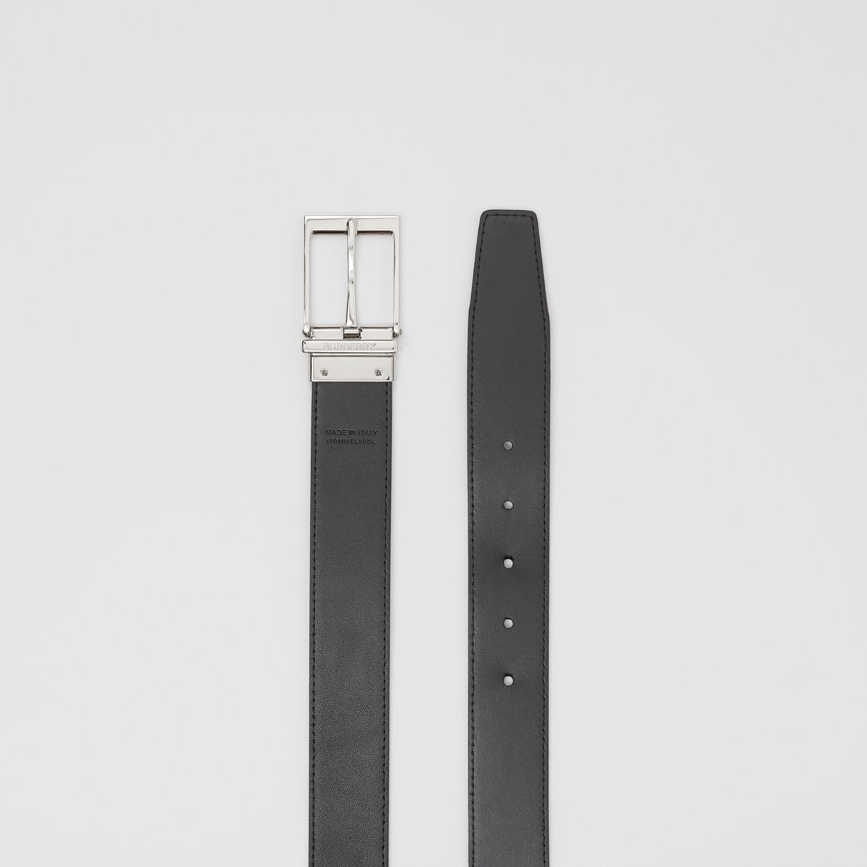 Reversible London Check and Leather Belt - 7