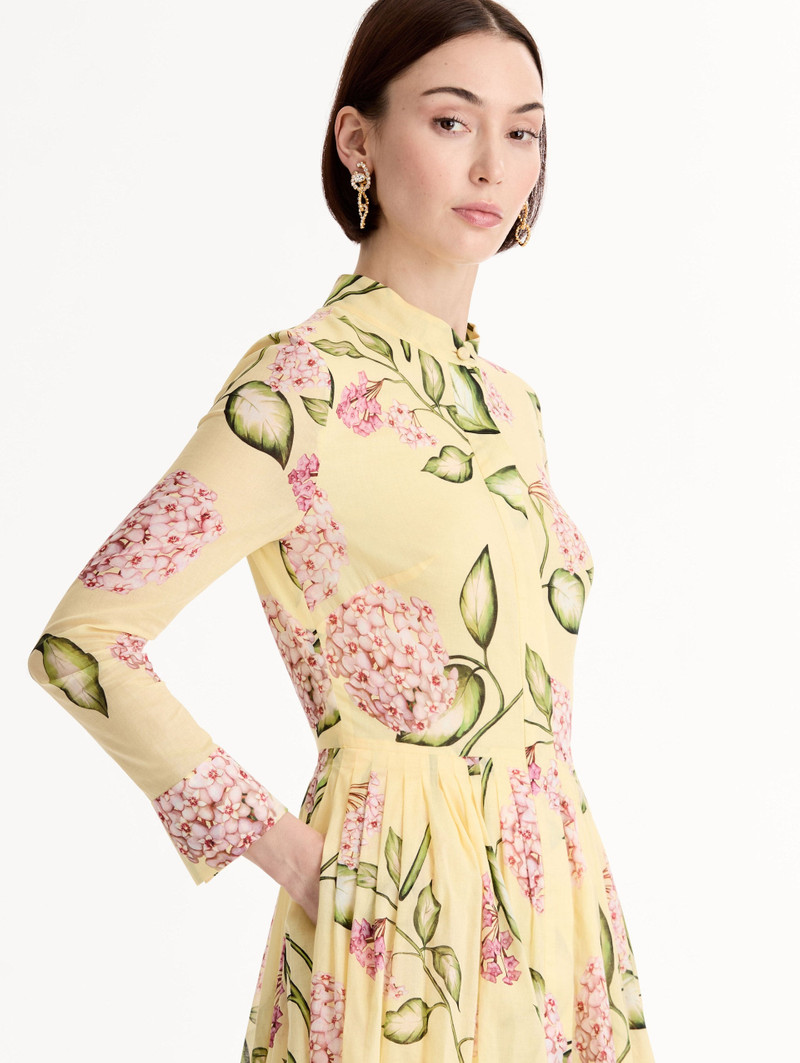 PORCELAIN FLOWER COTTON POPLIN LONG-SLEEVE DRESS 5