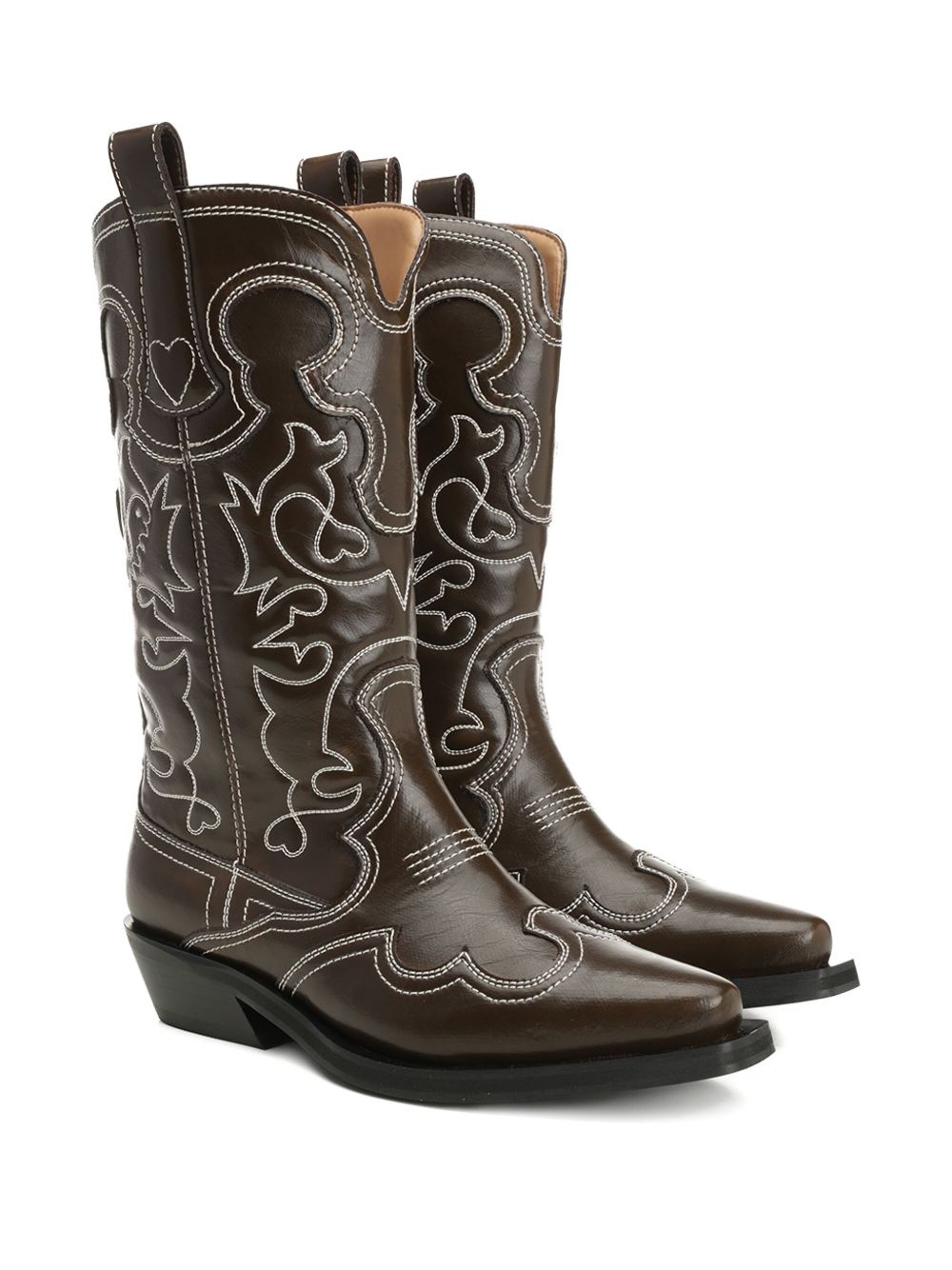 leather embroidered boots - 2