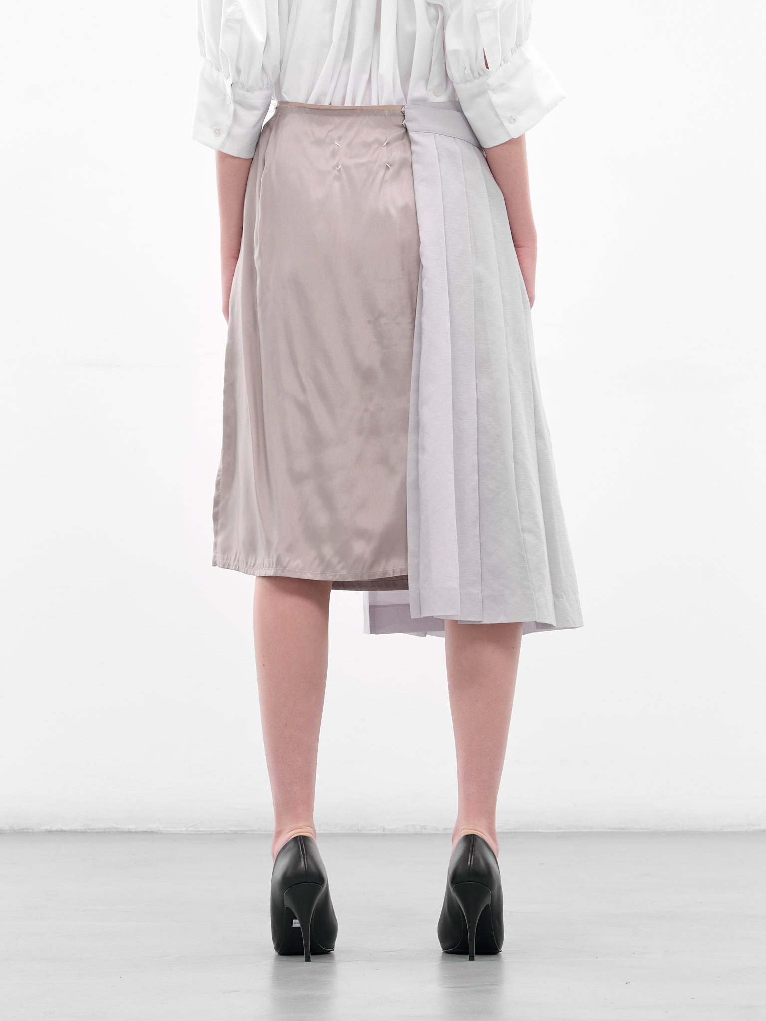 Gray Deconstructed Asymmetric Midi Skirt - 3