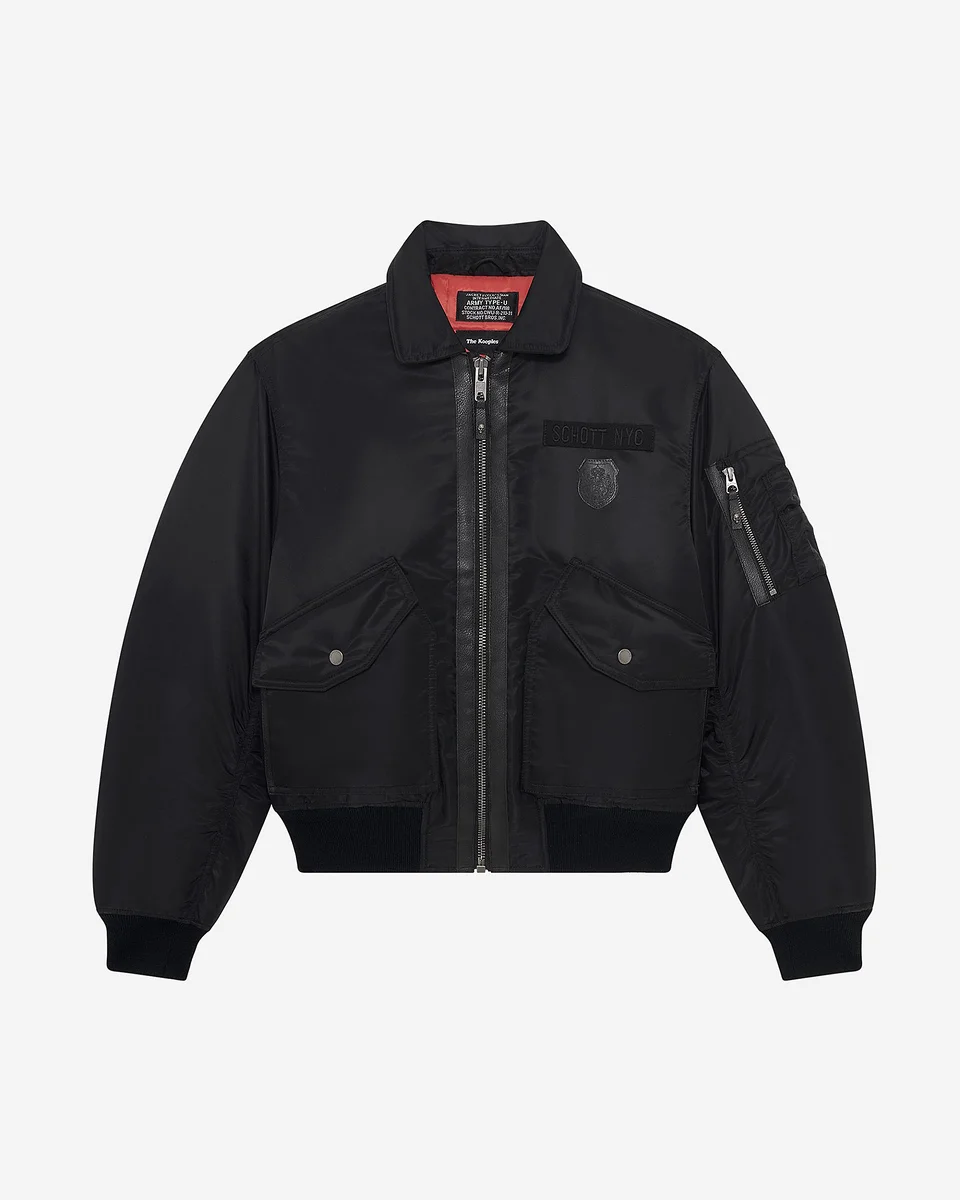 THE KOOPLES X SCHOTT NYC BLACK BOMBER JACKET - 1