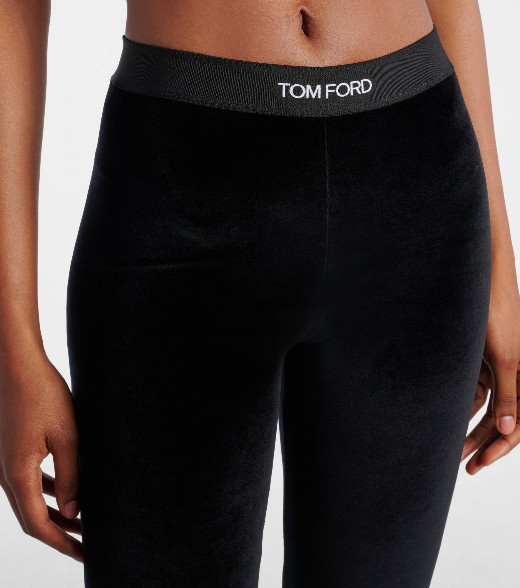 Logo velour leggings - 4