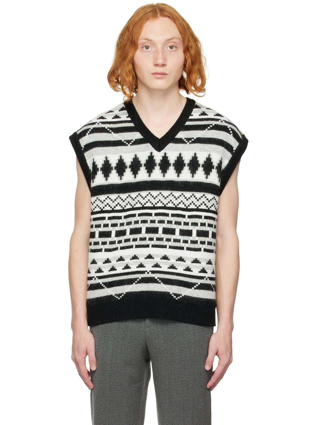 Black Jacquard Vest - 1