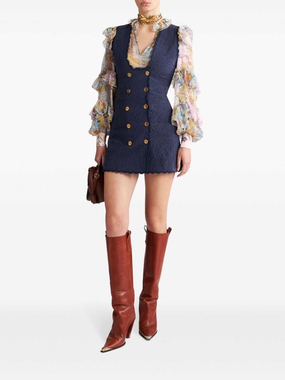 paisley-jacquard long waistcoat - 2