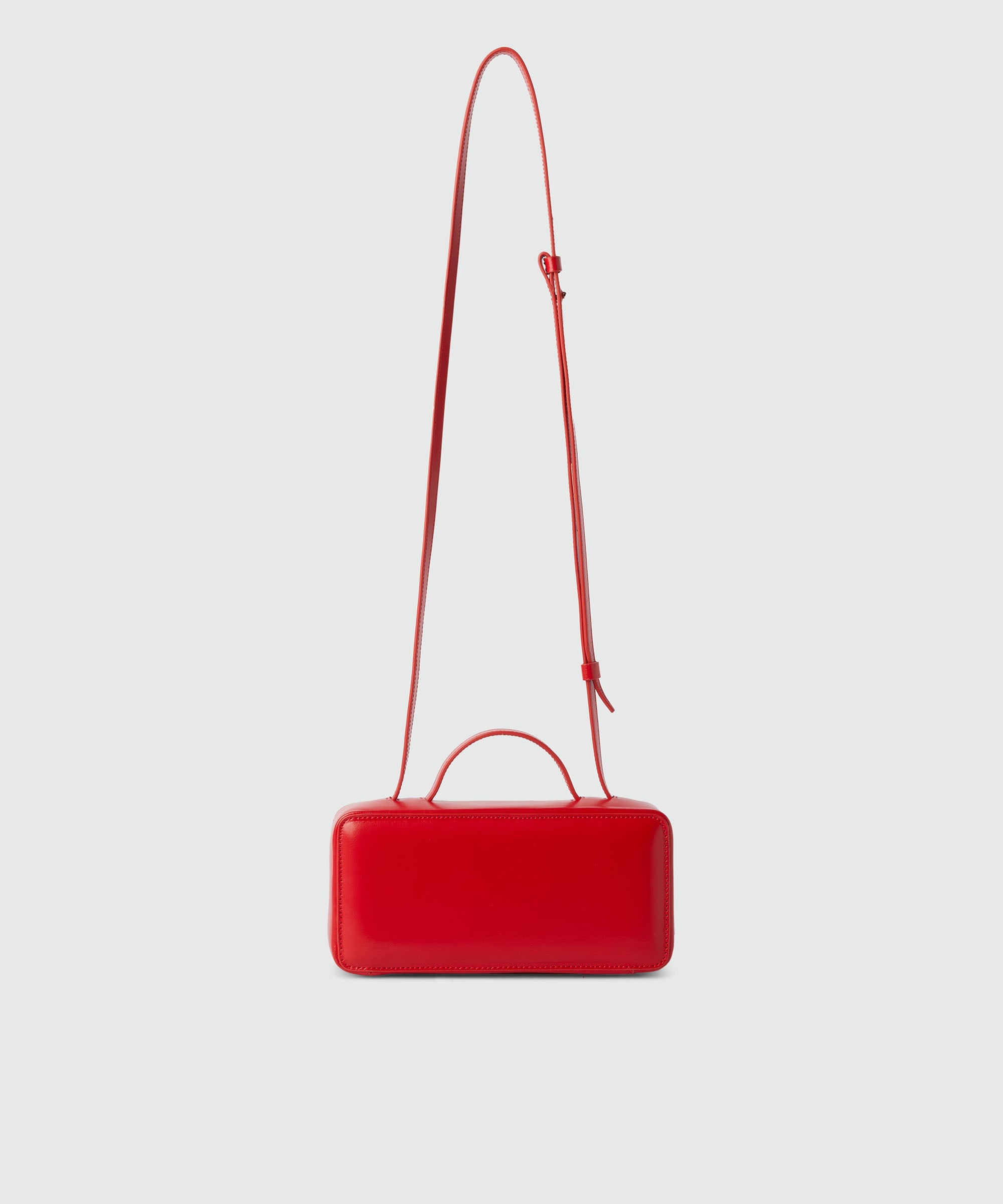 Small red shiny leather baguette bag - 2