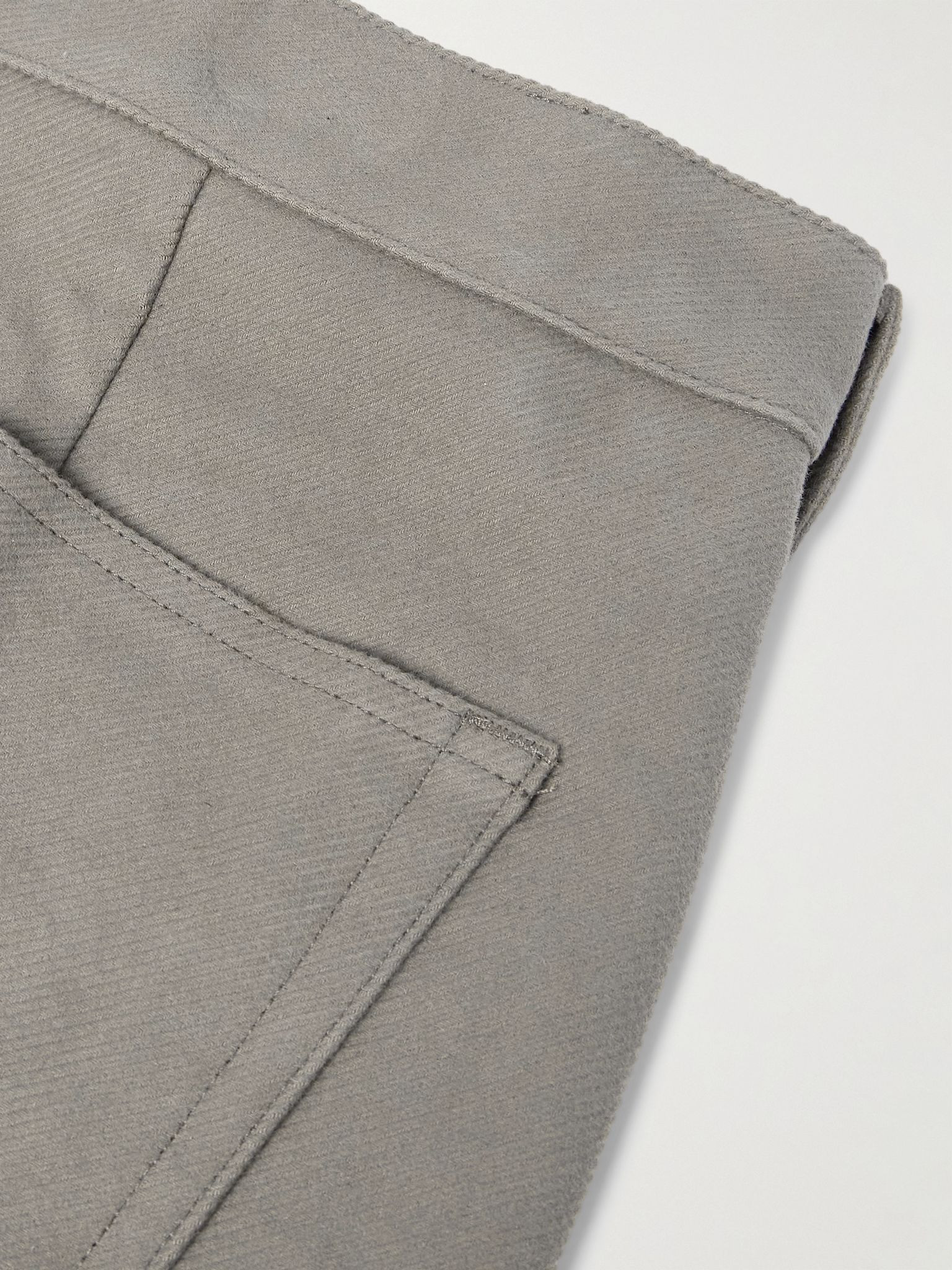 Geth Wide-Leg Brushed Organic Cotton-Twill Trousers Gray - 5