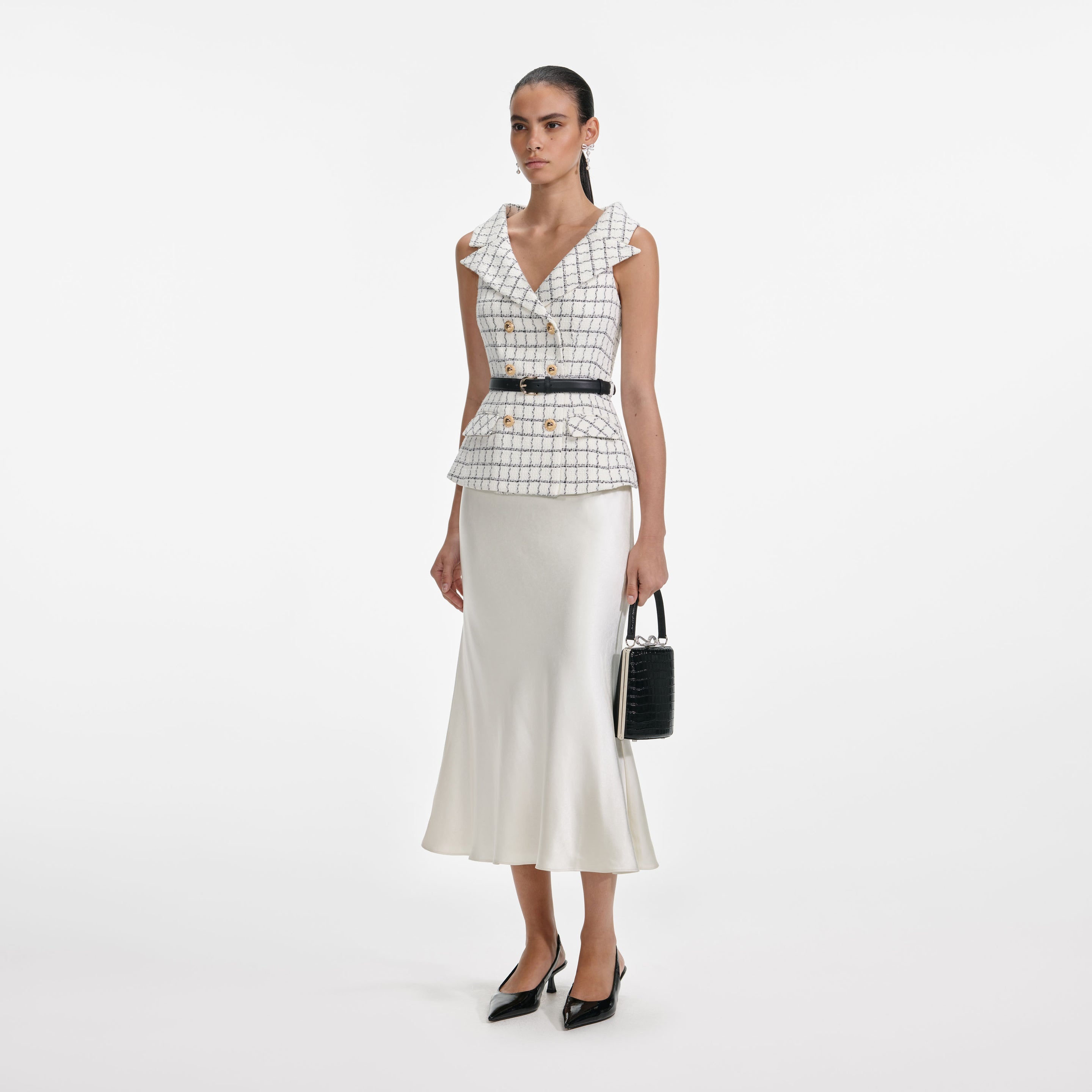 Check Boucle Midi Dress - 2