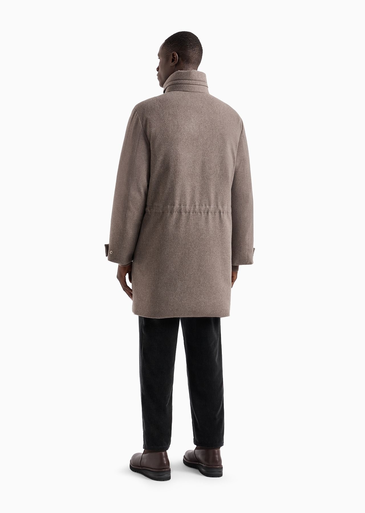 Long cashmere pea coat with down padding - 3