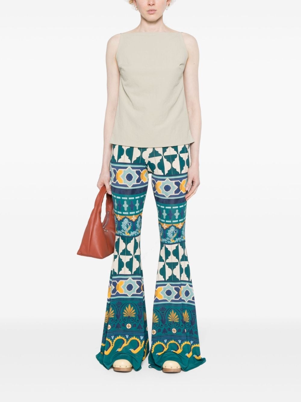 geometric flared trousers - 2