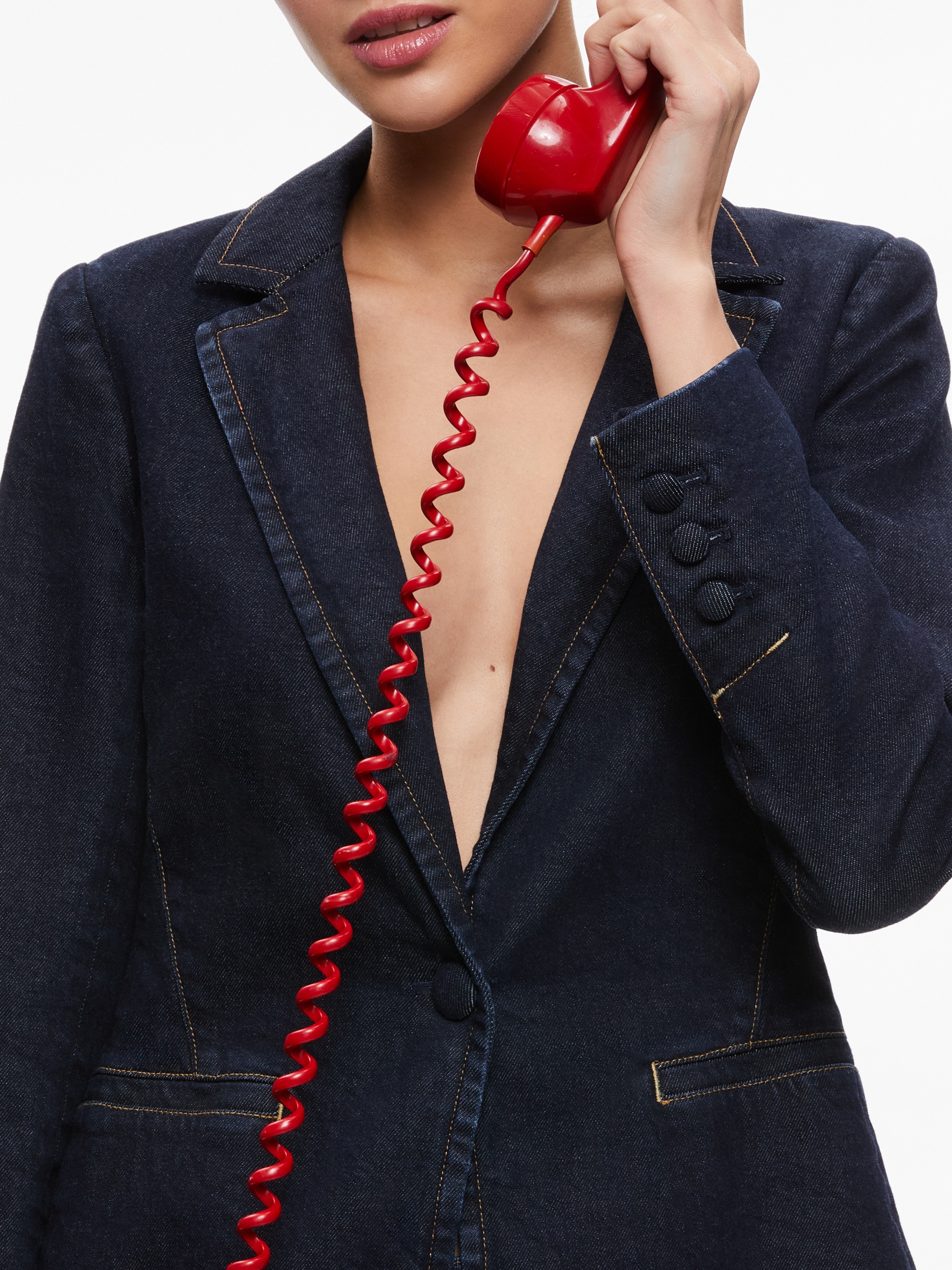MACEY DENIM FITTED BLAZER - 4