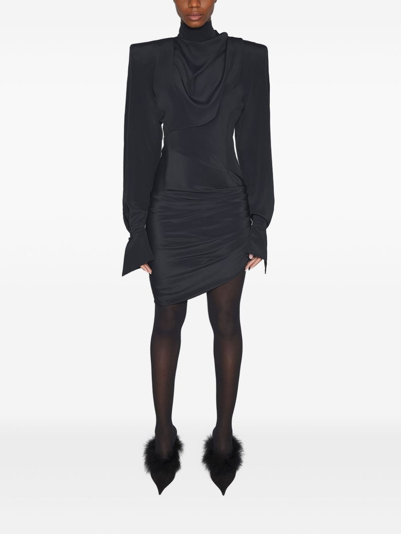 MUGLER padded-shoulder high-neck mini dress outlook