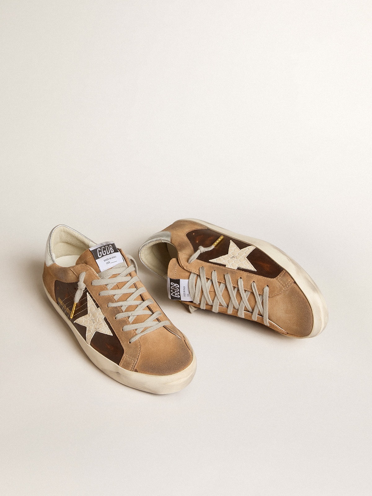 Super-Star LTD in brown leather and tobacco suede with white star - 2