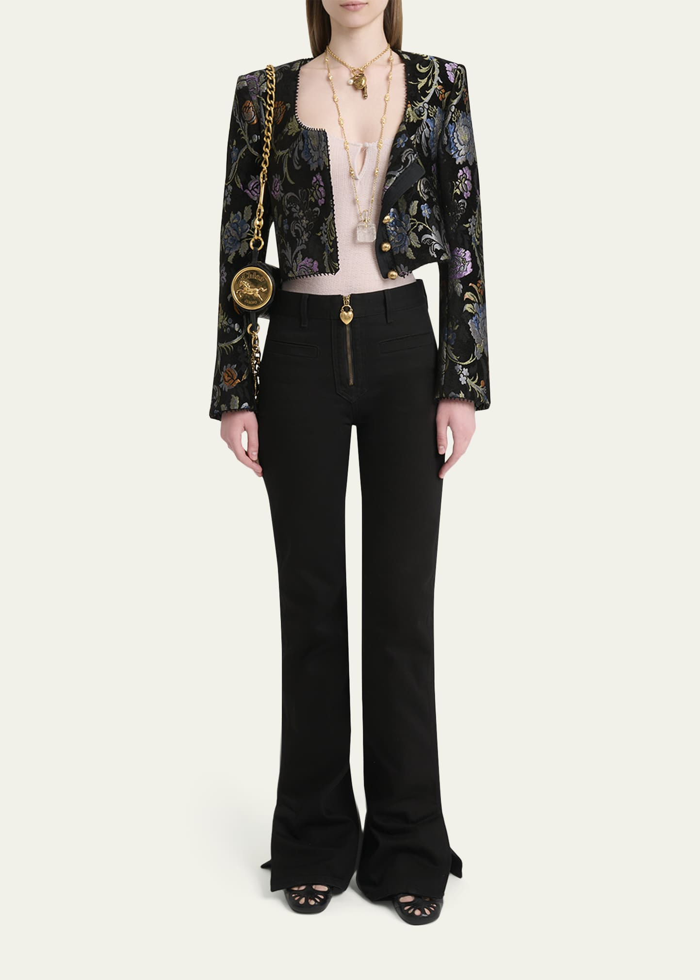 Floral Brocade Crop Jacket - 2