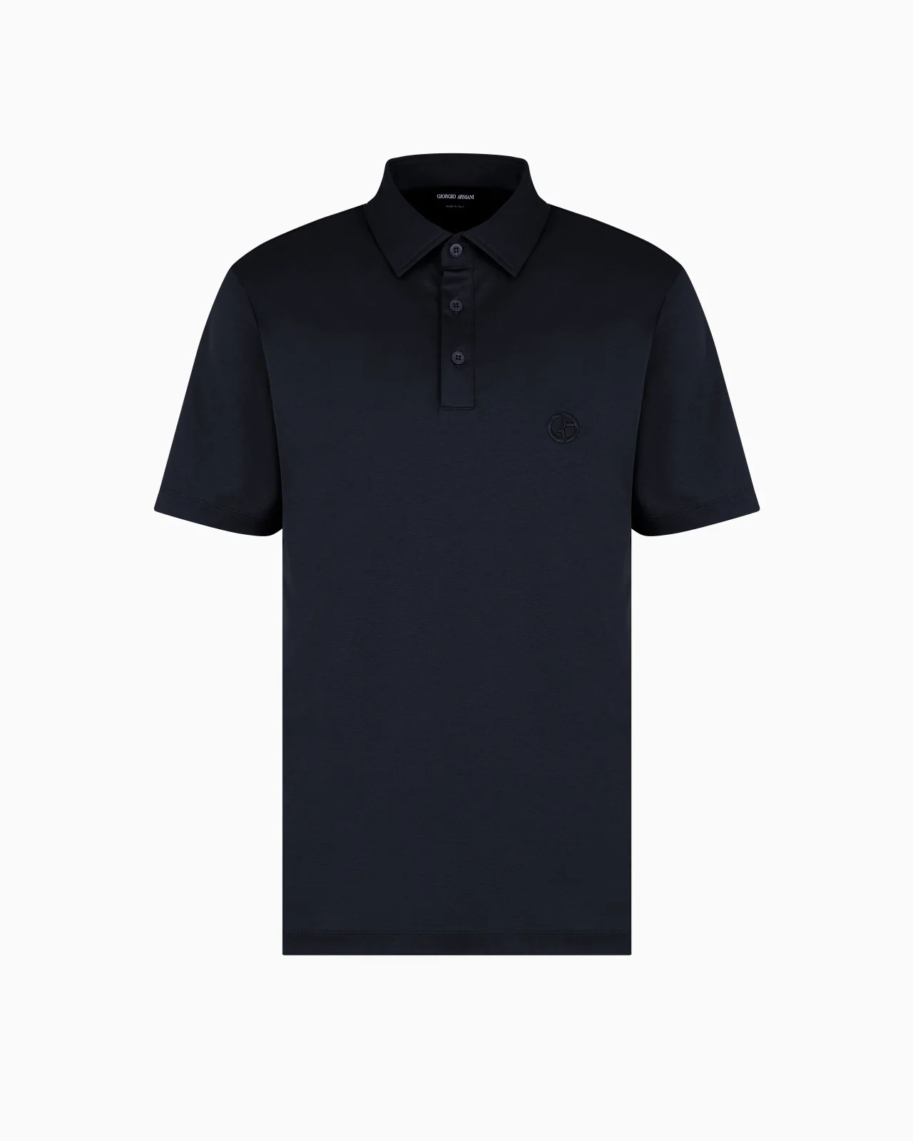 PURE COTTON INTERLOCK POLO SHIRT WITH EMBROIDERED LOGO - 1