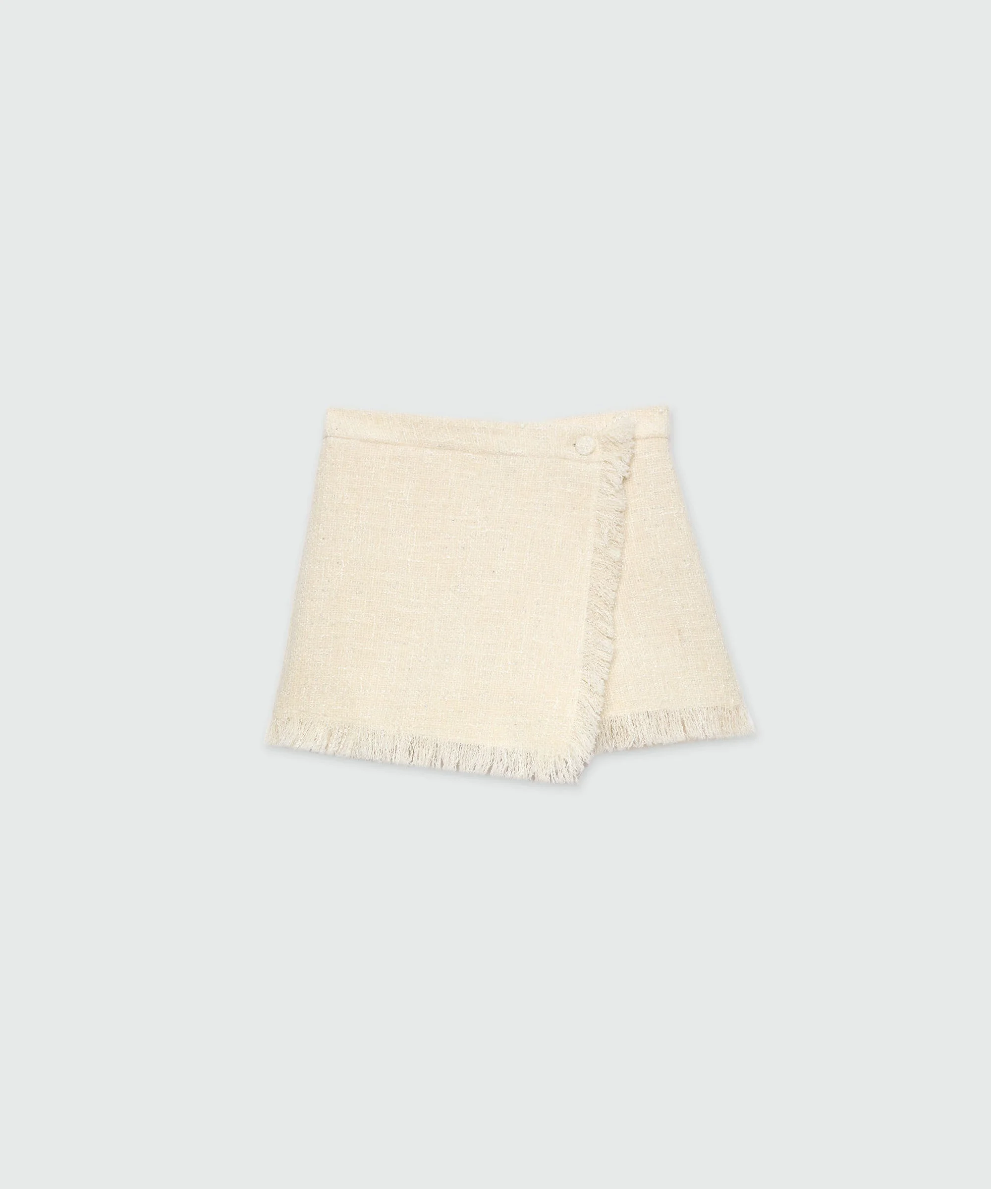 Cream bouclé shorts with micro sequins - 1