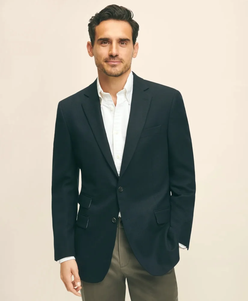 Traditional Fit Stretch Wool Hopsack Blazer - 1