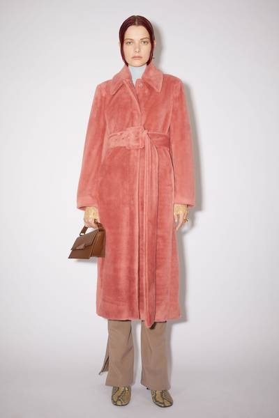 Acne Studios Belted faux fur coat - Raspberry pink outlook