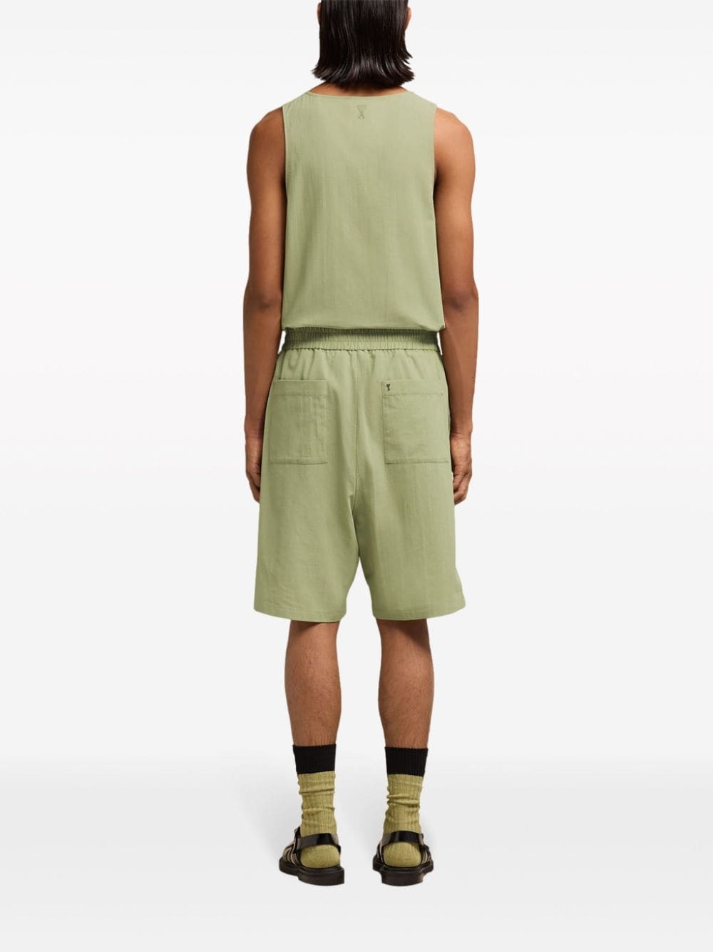 logo-plaque cotton shorts - 4
