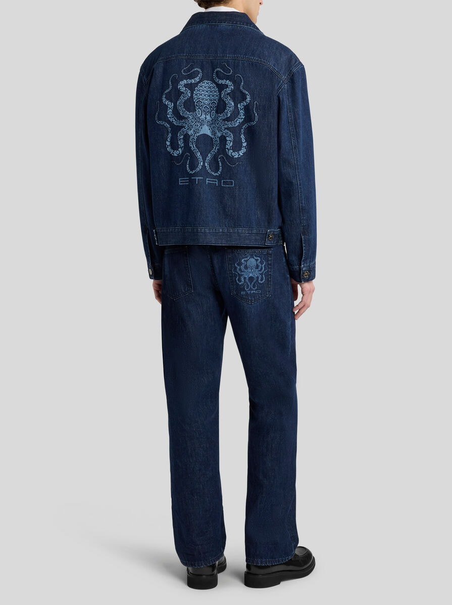 DENIM JACKET WITH OCTOPUS EMBROIDERY AND LOGO - 5