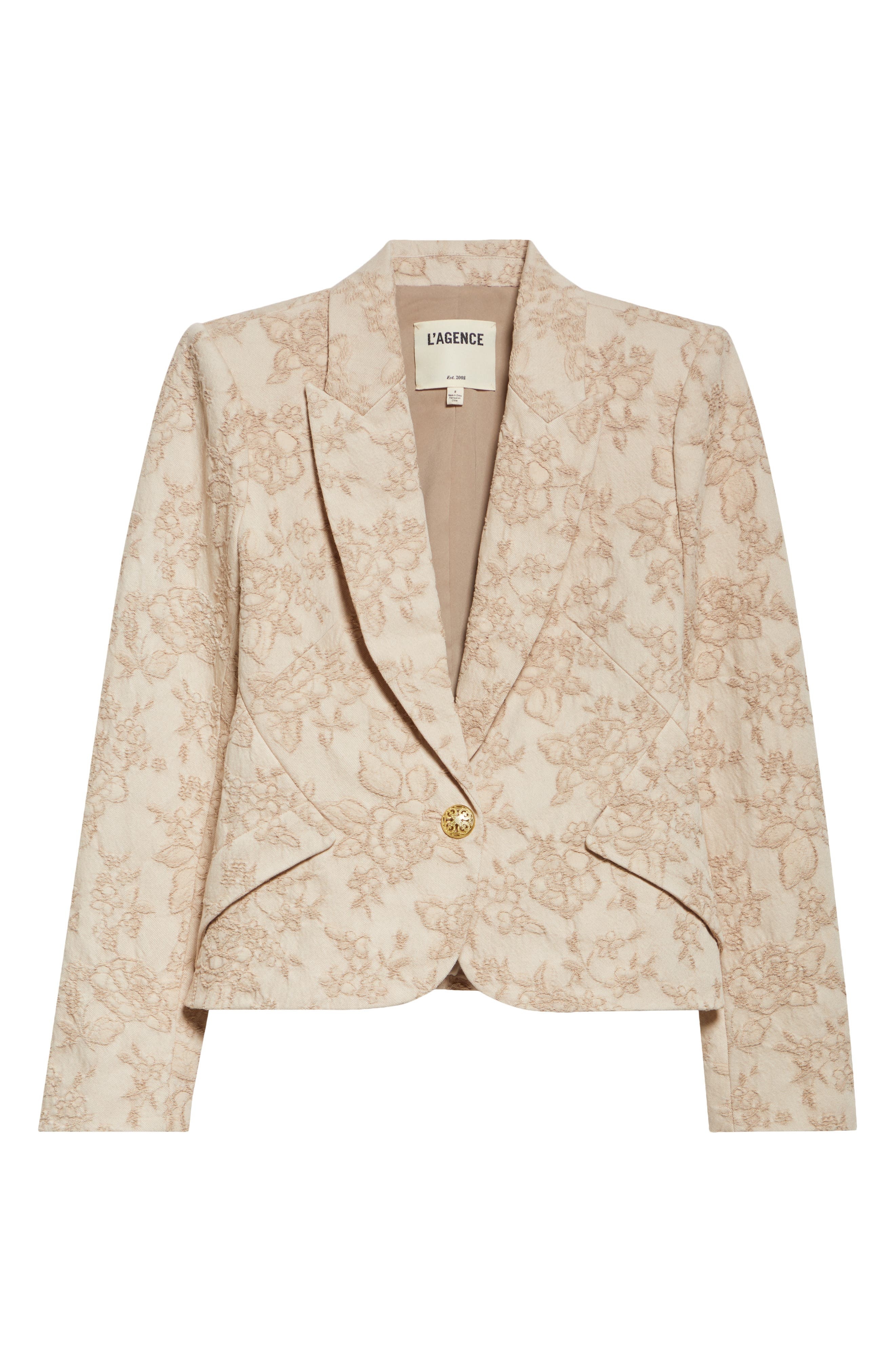 L'AGENCE Jennah Crinkled Cotton Twill Blazer in Neutral Crinkle Twill at Nordstrom - 5