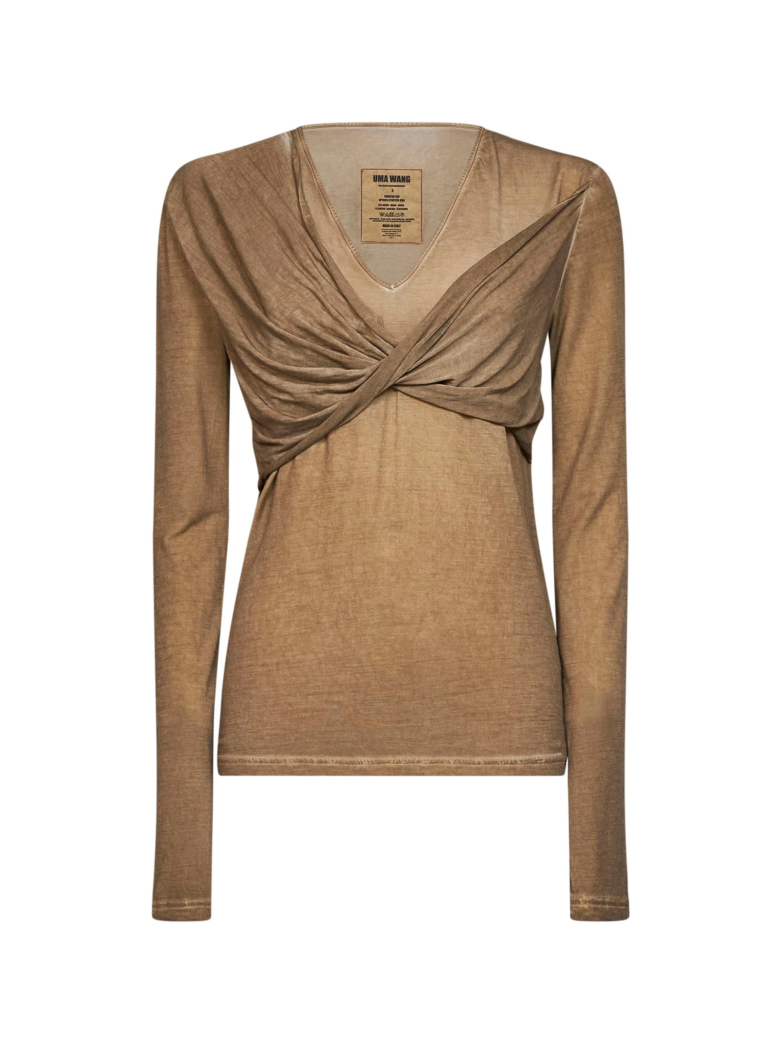 Tan stretch jersey Twisted T-shirt - 1