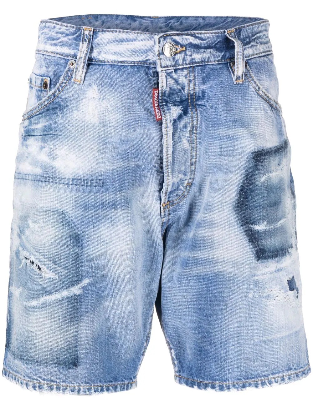 distressed-effect denim shorts - 1