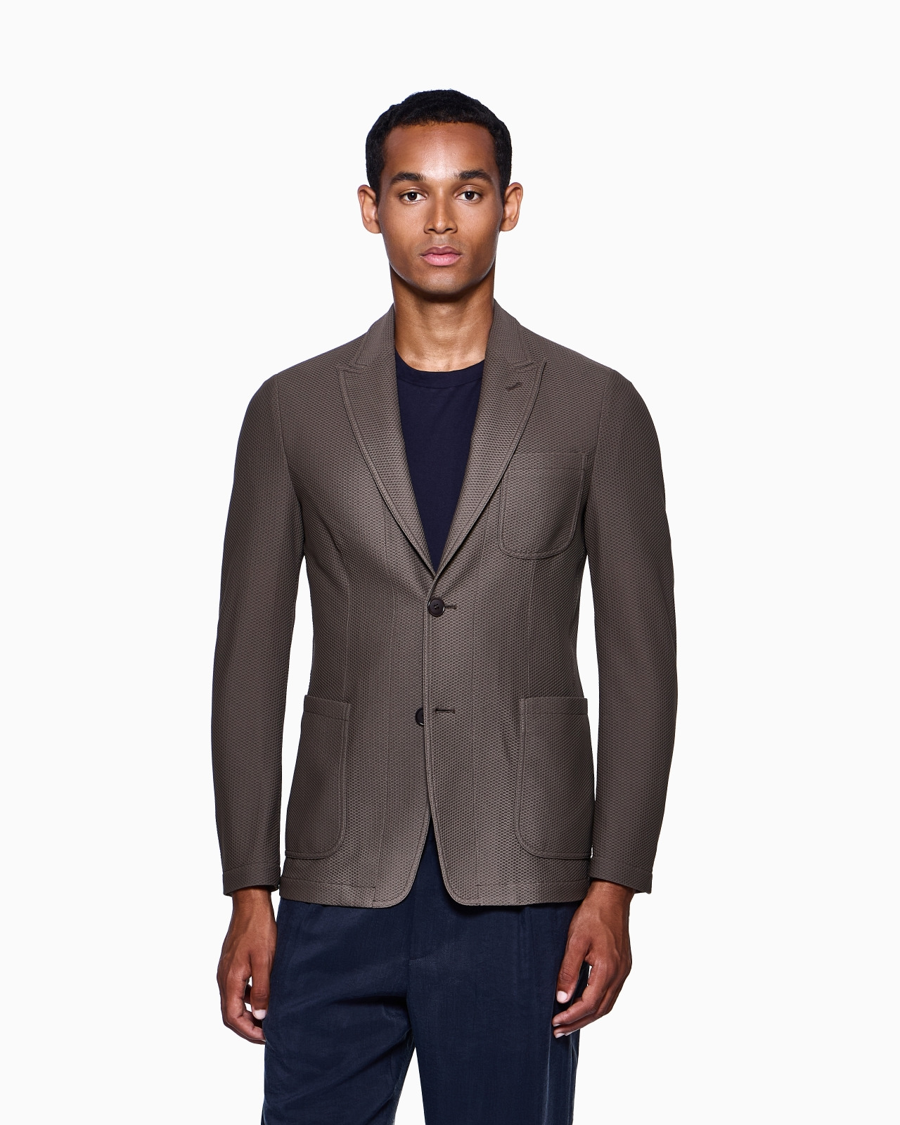 SINGLE-BREASTED JACKET IN TECHNICAL WAFFLE FABRIC - 4