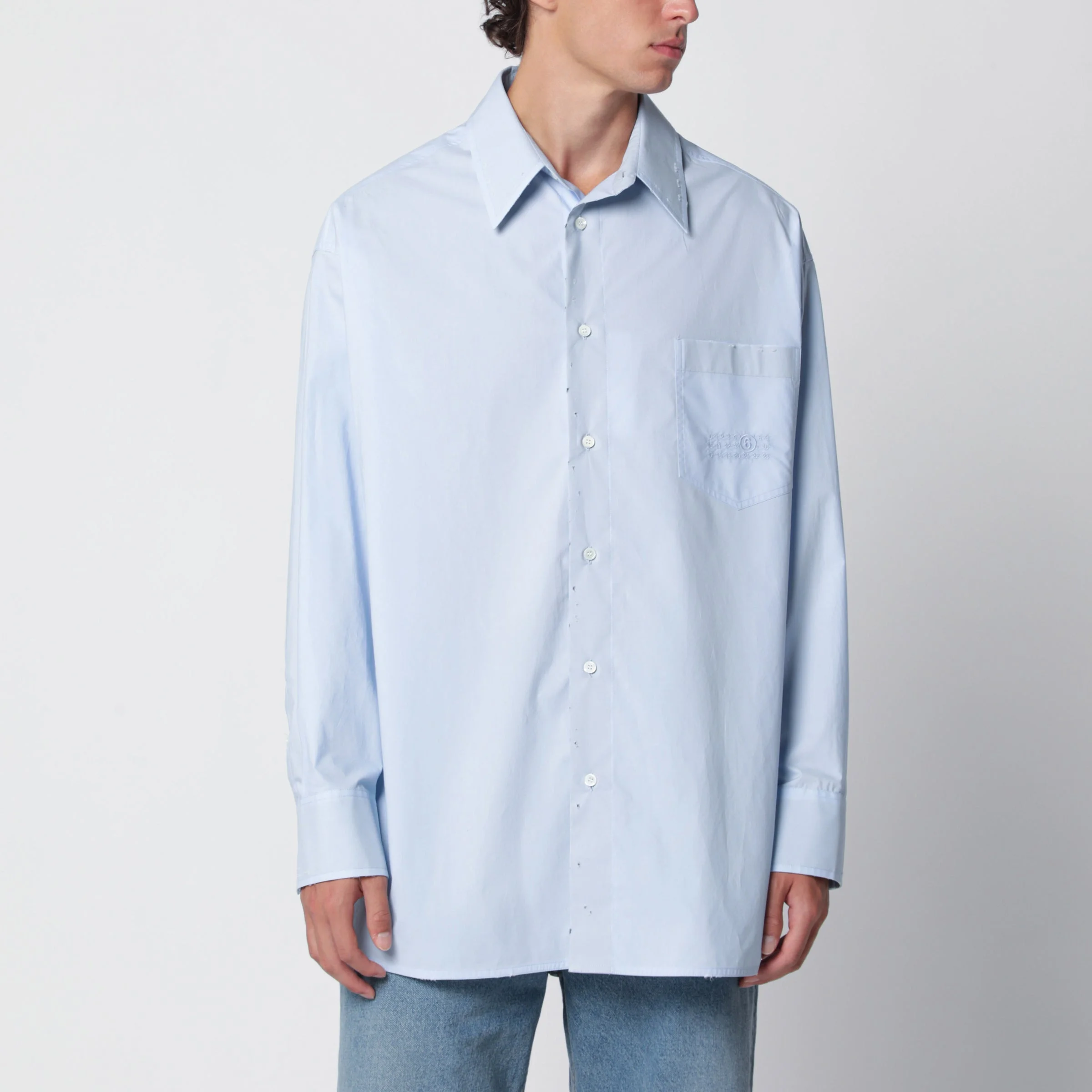 Light blue cotton poplin shirt - 1