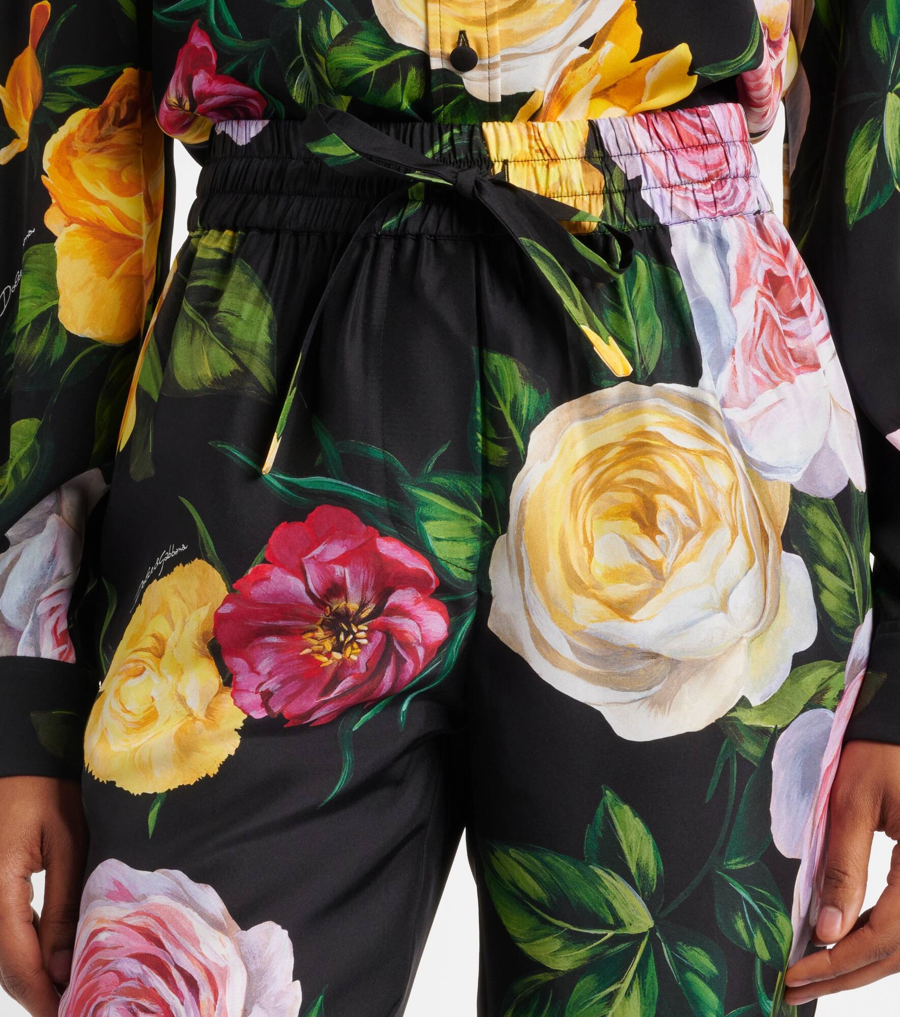 Floral silk straight pants - 4
