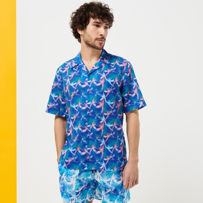 Men Bowling Shirt Linen and Cotton Paradise Vintage - 3