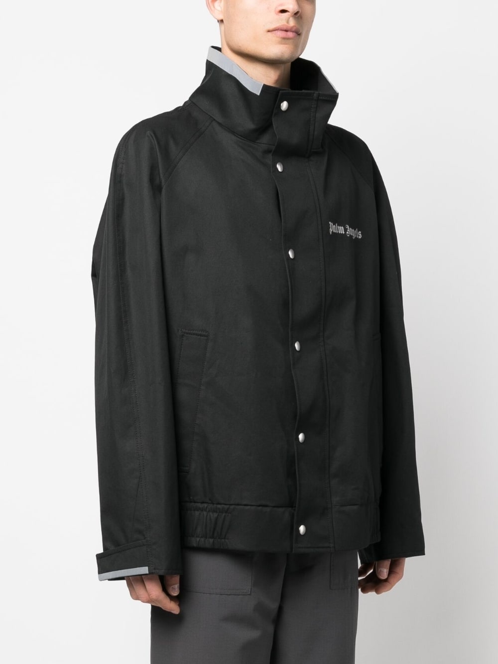 logo-print button-fastening jacket - 3