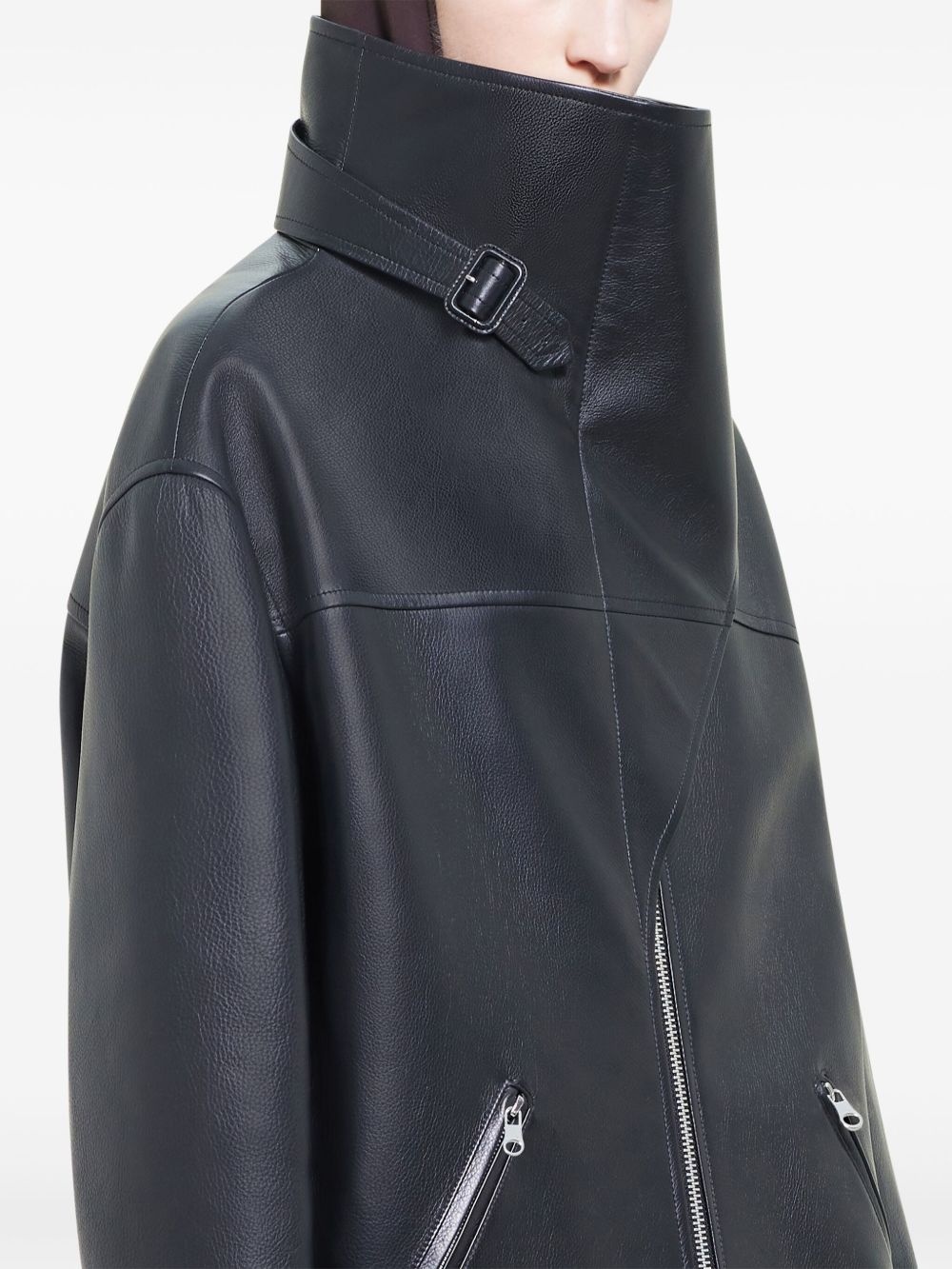 oversize leather coat - 4