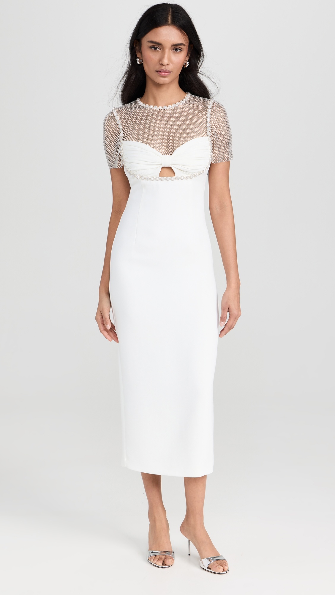 Self-Portrait エレガント Diamante Crepe ミディドレス White Diamante Crepe Midi Dress – self-portrait-US