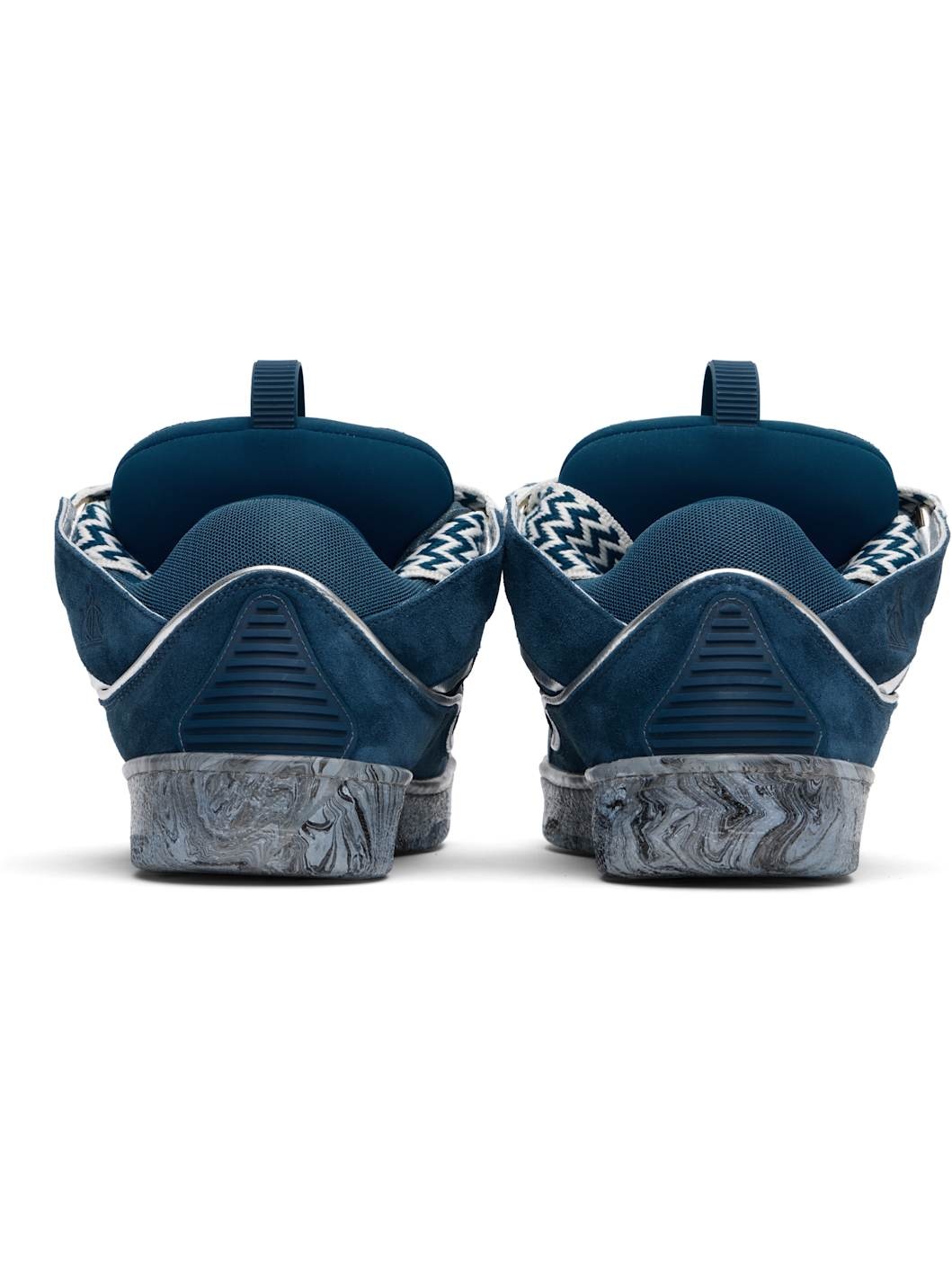 Blue Leather Curb Marbled Sole Sneakers - 2