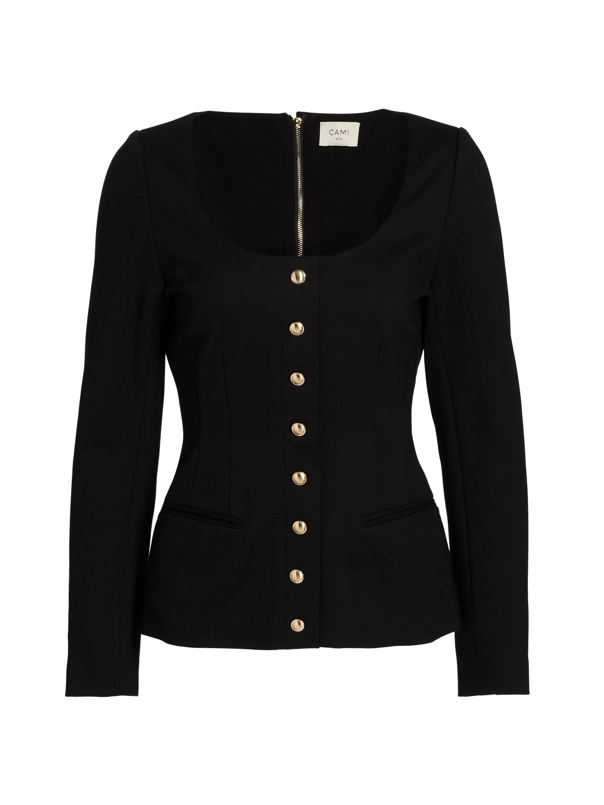 Women's Yekaterina Scoopneck Blazer Top - Black - 1