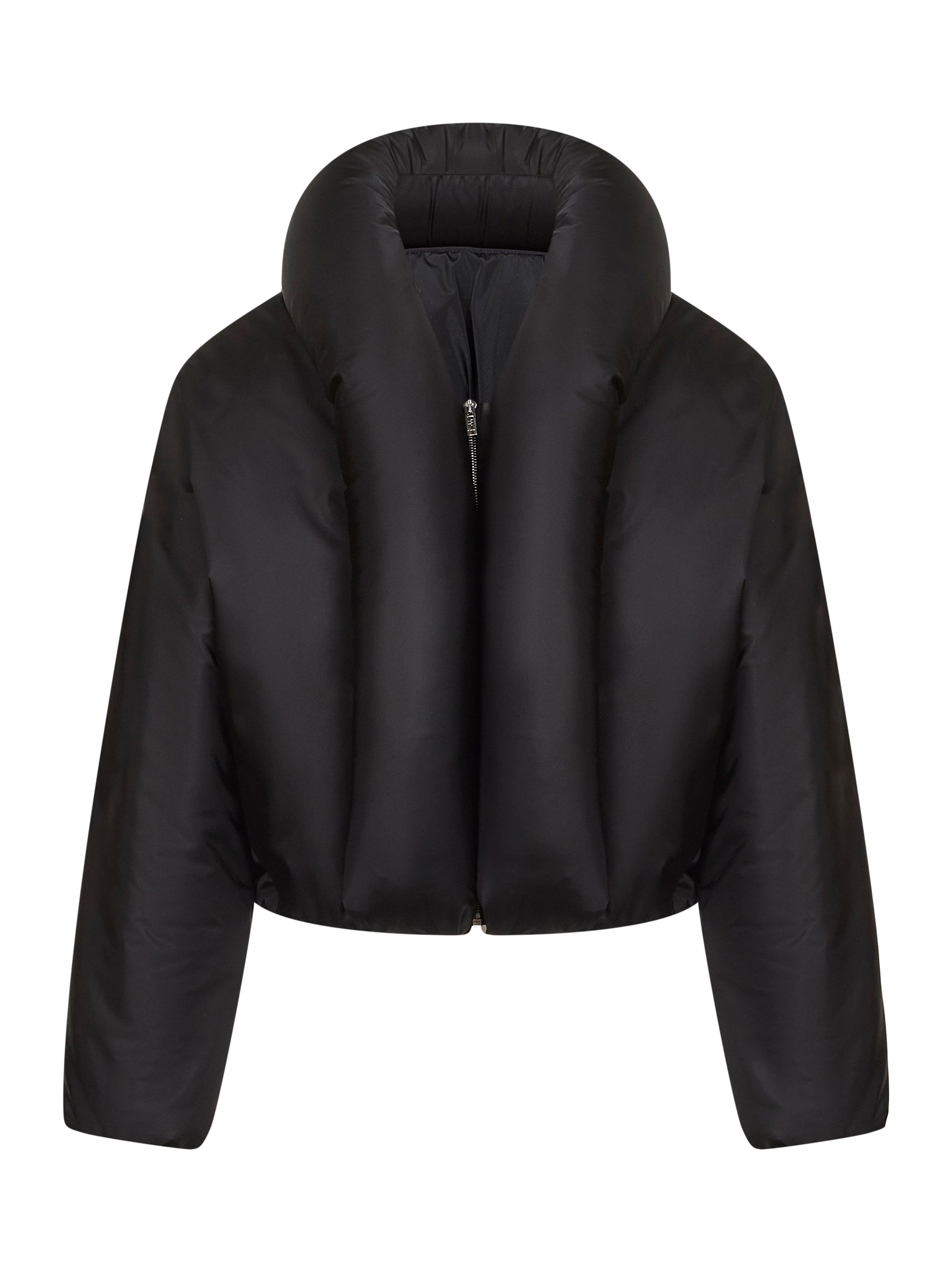 Black taffeta padded bomber jacket - 1